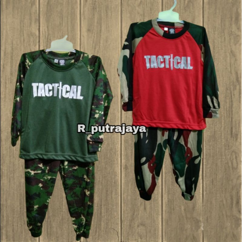 Setelan Anak Kaos Tentara Loreng Army Baju Lengan Panjang Doreng Tactical