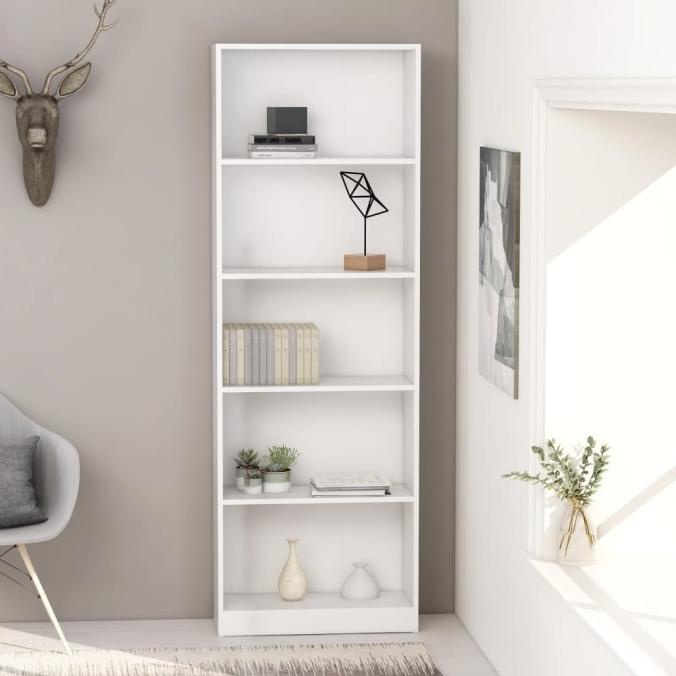 

Kabinet Buku 5-Tier Putih 23.6 x9.4 x68.9 Chipboard