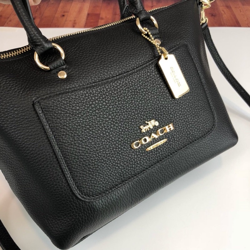 MINI EMMA SATCHEL IN PEBBLE BLACK LEATHER (31466)