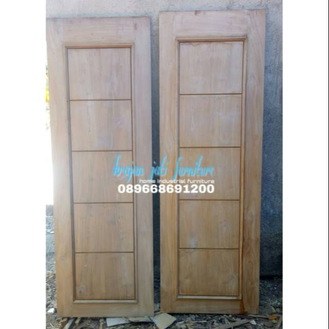 Pintu rumah kupu tarung jati TPK/pintu jati/pintu rumah [140cm x 200cm x 4cm]