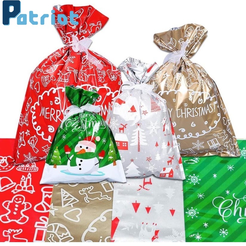 10PCS Christmas Plastic Candy Wrapping Bags for Xmas Party，Snack，Wedding Gift