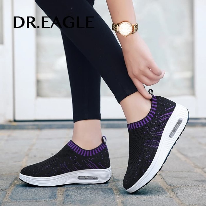Readystock Sepatu Senam Aerobic Sepatu Zumba Olahraga Wanita Ad WG401 Slip On Casual Eagle Hitam