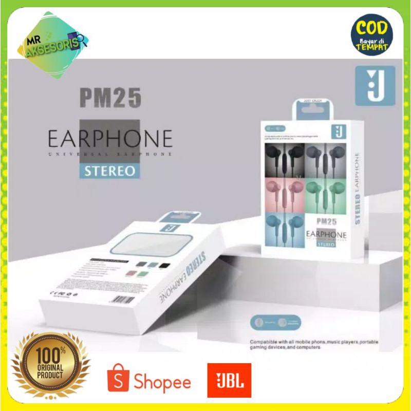 Headset Earphone Handsfree JBL PM-25 Stereo Super Bass