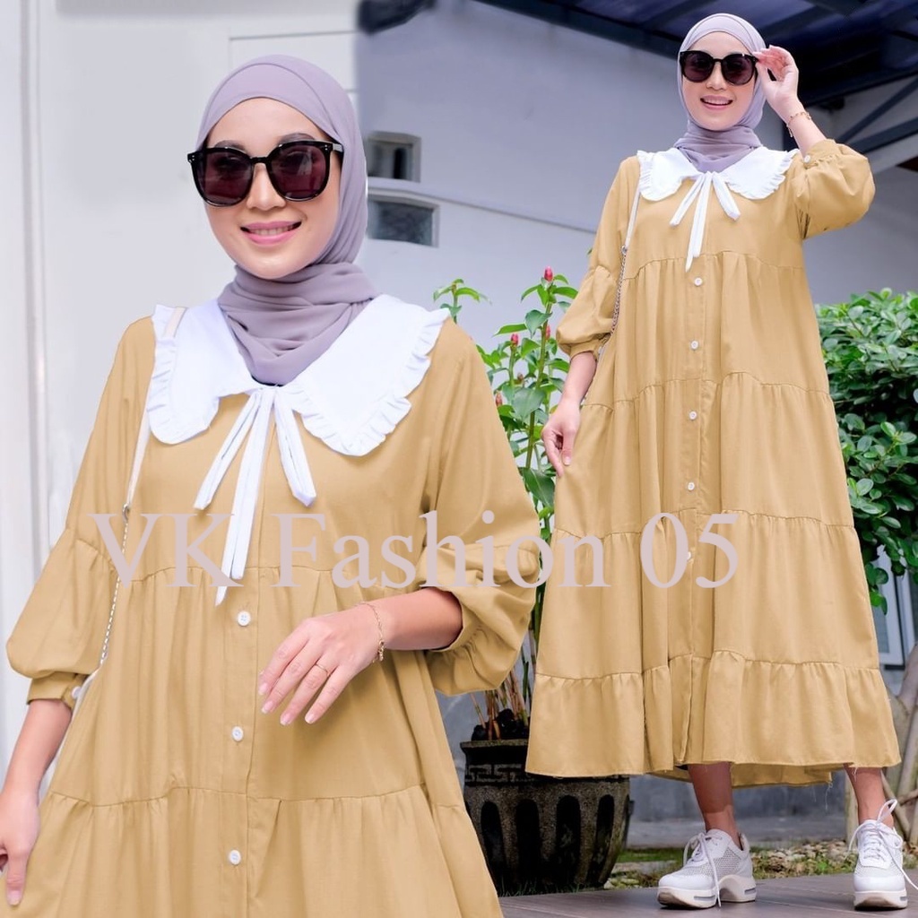 COD GAMIS MODERN- Arnita Midi Dress Muslim Wanita Premium Fashion Maxy Gamis OOTD Polos Casual Daily
