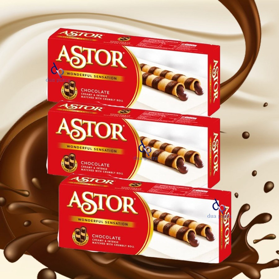 

Astor double coklat Wafer Stick Cokelat 150 gr X 3 pack