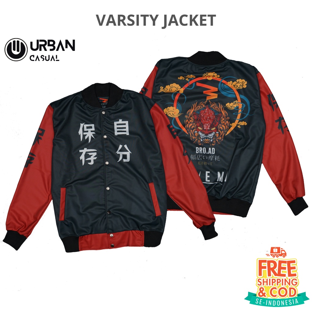 Jaket Varsity Baseball Pria Wanita Japan Series Motif Terbaru Vintage Kekinian Jaket Motor Touring Outdoor Travelling Original Premium B2