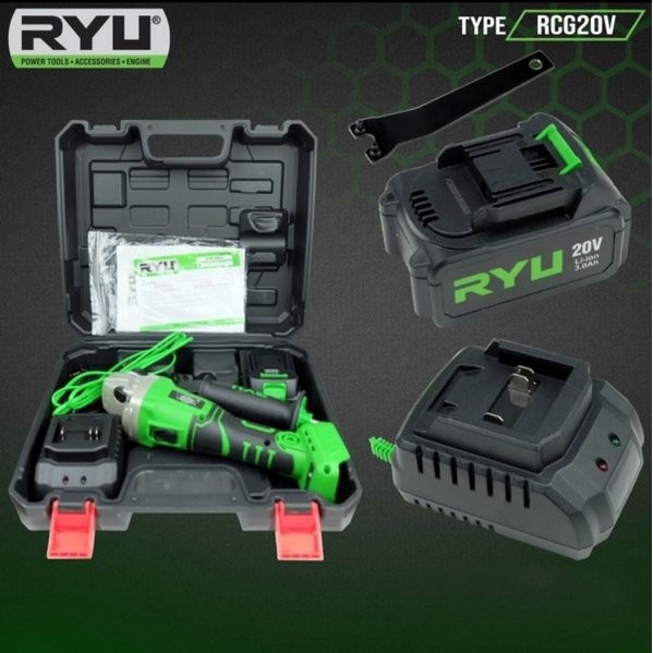 Mesin Gerinda Tangan Baterai Cas RYU 20V RCG20V RYU Mesin Gerinda Baterai 20V / Cordless Gurinda Bru