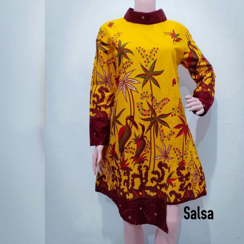 Dress Batik Pesta Elegan Modern Terbaru Tunik Raya Eid Kondangan Primisima Ori Motif Unik Cantik MD3