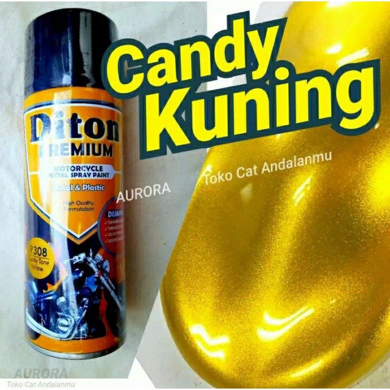 Cat Pilok Pilox 9308 Diron Premium Candy Tone Yellow Kuning Transparan Kendi Otomotif Cat Semprot Ca
