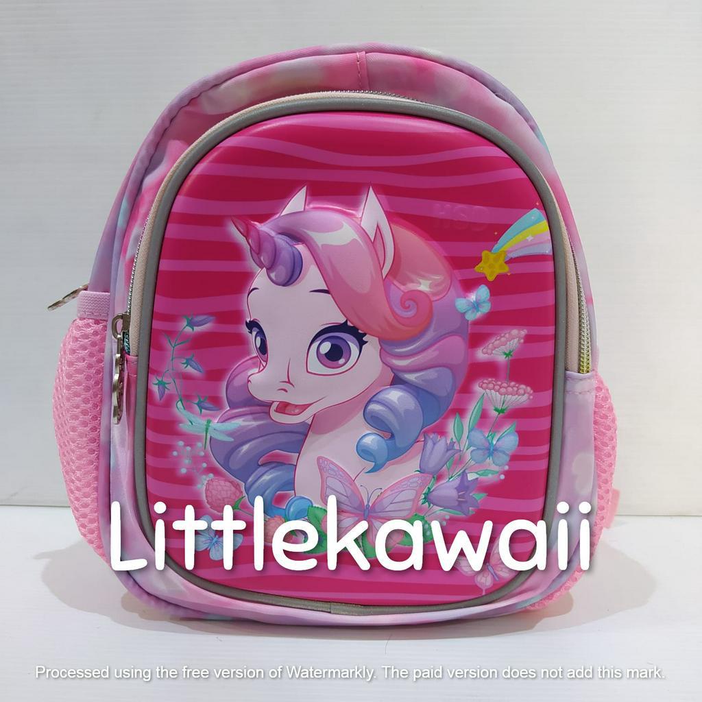 LK/Tas Ransel Sekolah Anak Perempuan Laki Laki Emboss Hardcase Unicorn Cat Dinosaurus Astonot PAUD TK Import