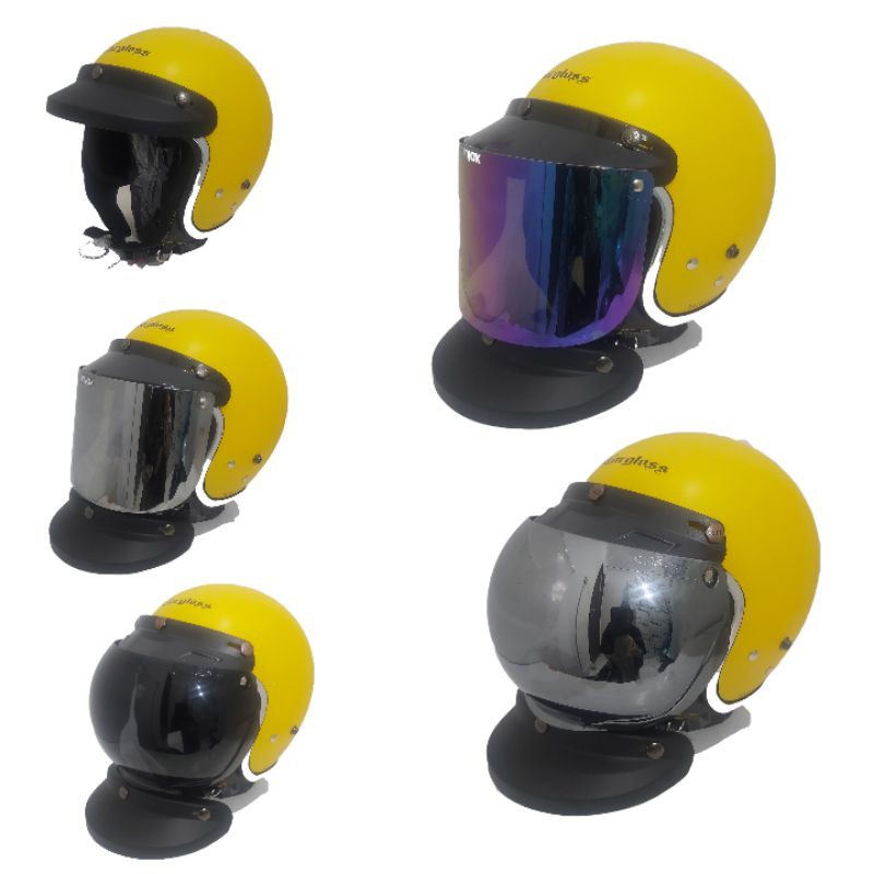 Helm Cargloss Bogo Kuning Doff List Chrome