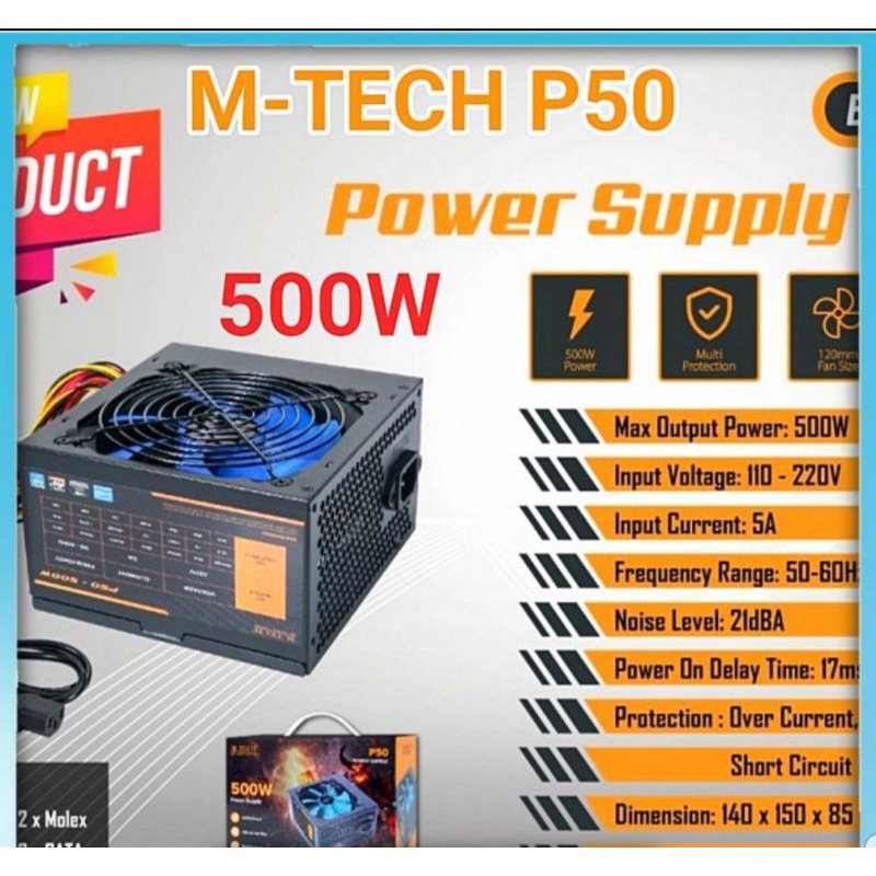 POWER SUPPLY CPU 500W M--TECH