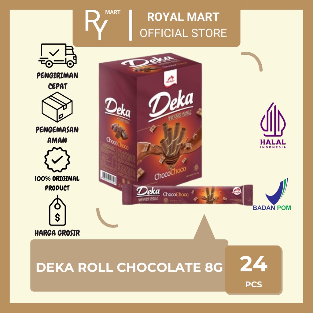 

Wafer Roll Cokelat Deka Roll Chocolate 8g x 24's