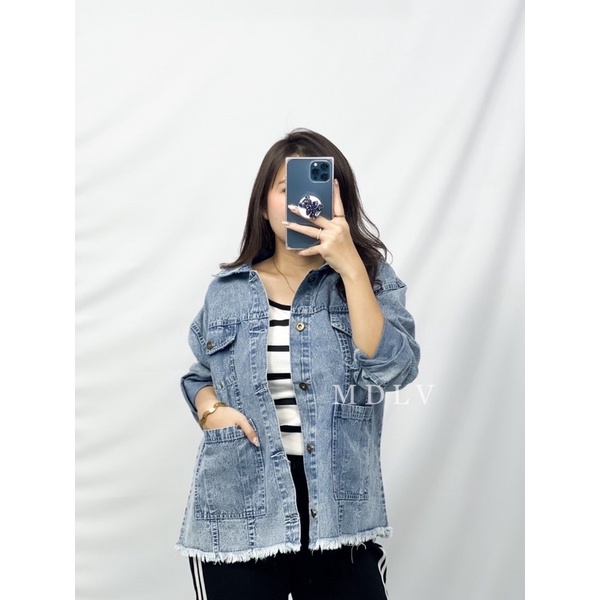 MDLV ~ Jaket Kantong Empat Jaket Jeans Cewek Jakart Jeans Premium Jaket Jeans Import Good Quality Jaket Jeans Terbaru Jaket Jeans Cewek Best Seller Fashion Import