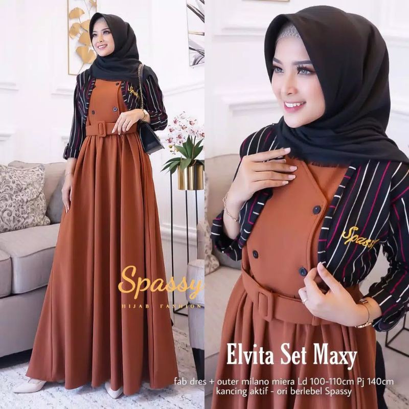 {Ready stok}Elvita set +ISNA Maxy Berlebel Spassy