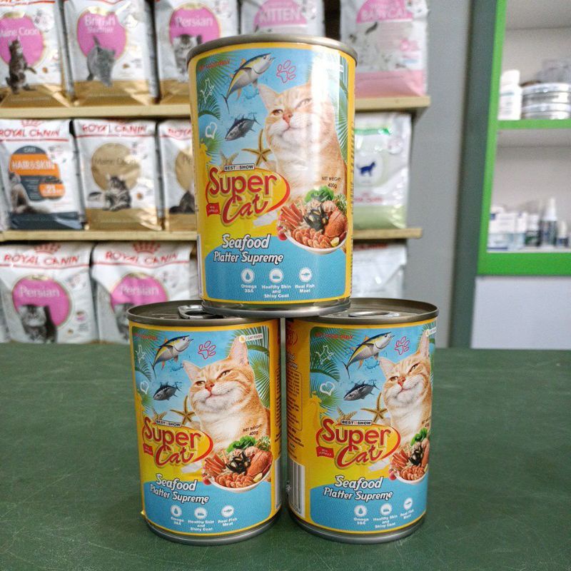 (Paket 24 kaleng) ekspedisi supercat kaleng adult seafood Platter Supreme 400g/ makanan kaleng