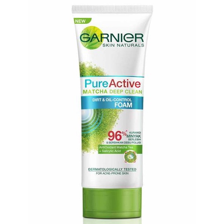 Garnier Pure Active Matcha Oil Control Foam Deep Cleanser 100ml - Sabun Muka - Pembersih Muka