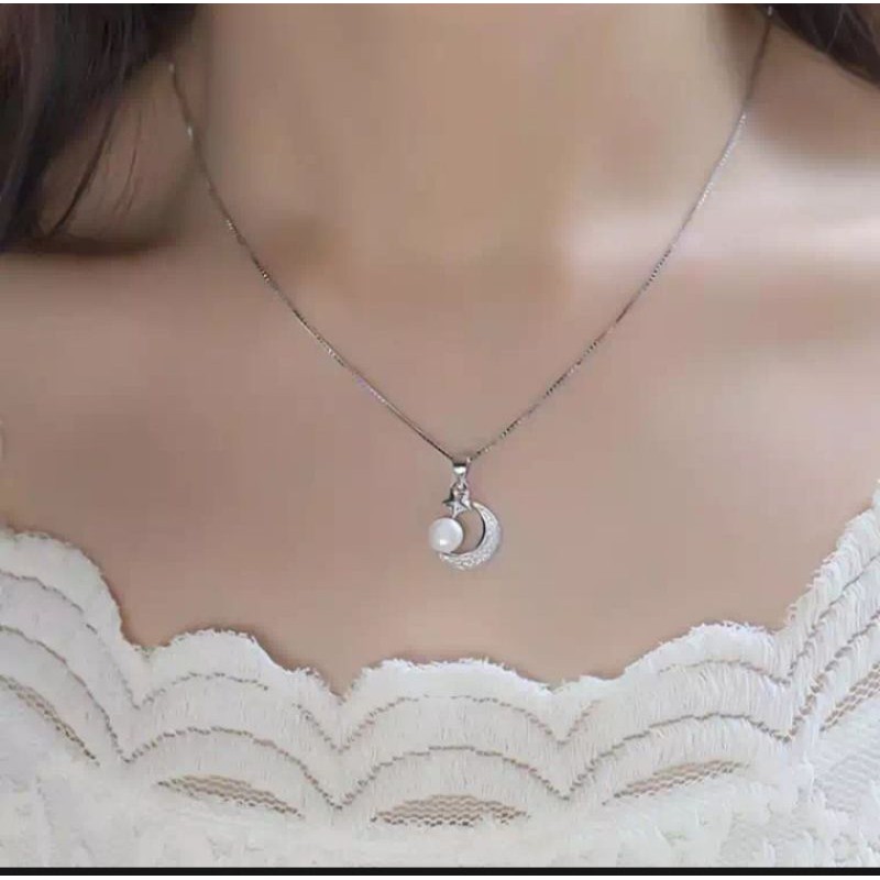 KALUNG LIONTIN MUTIARA BUATAN BINTANG & BULAN