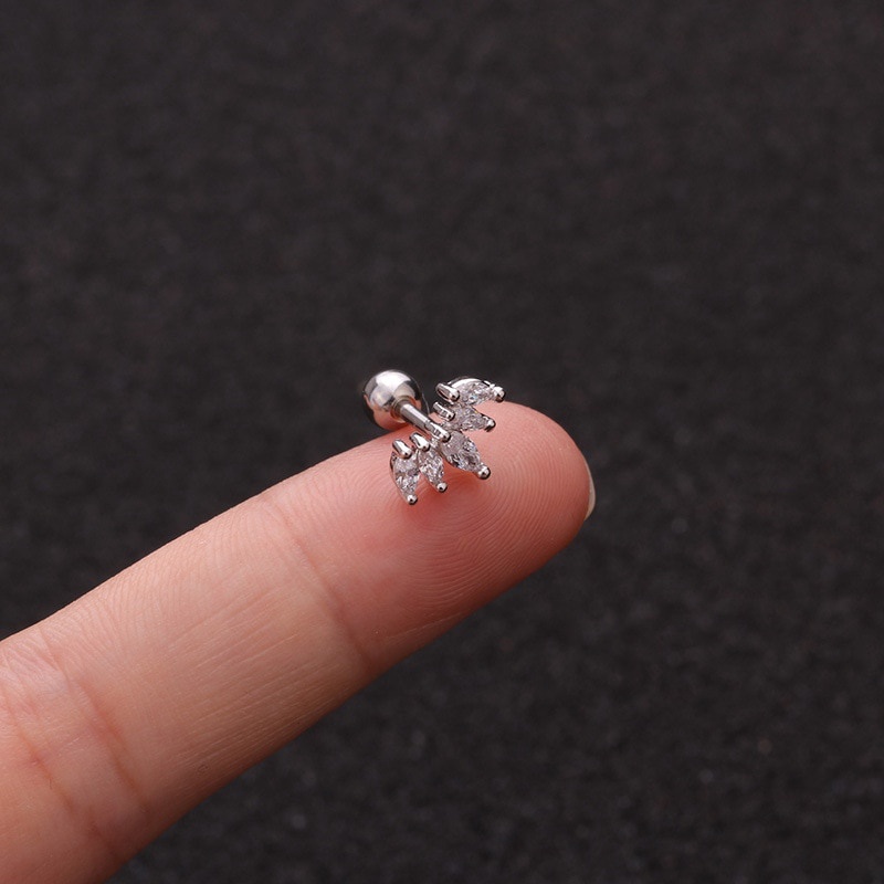 1Pc Zircon Stone Ear Piercing Tragus Ring 1.2*6mm 16G Earrings Ear Piercing Cartiliage Ear Piercing Jewelry