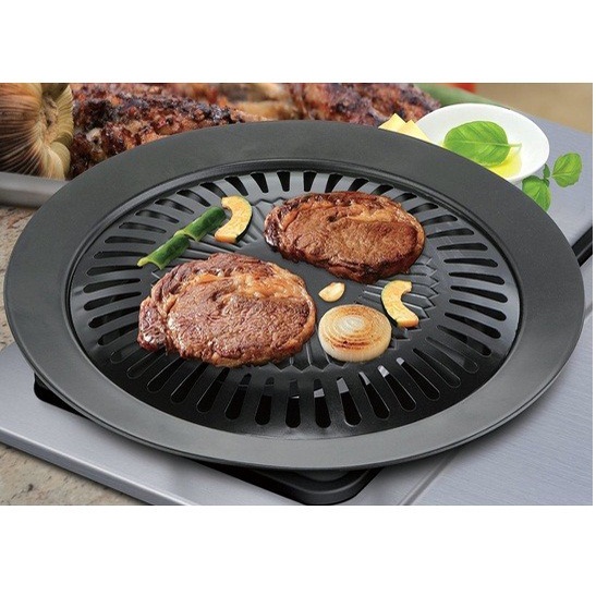 Panggangan Bulat Smokeles Barbeque BBQ Grill Plate