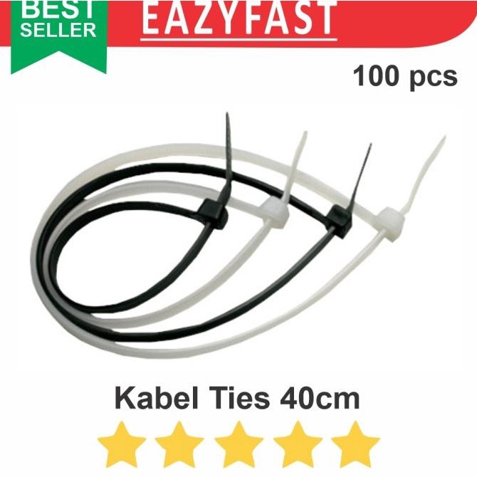 

Cable Kabel Ties 40cm 400mm Nylon Tali Ikat Sabuk Kunci Klip Lock Tis efst90 dijamin