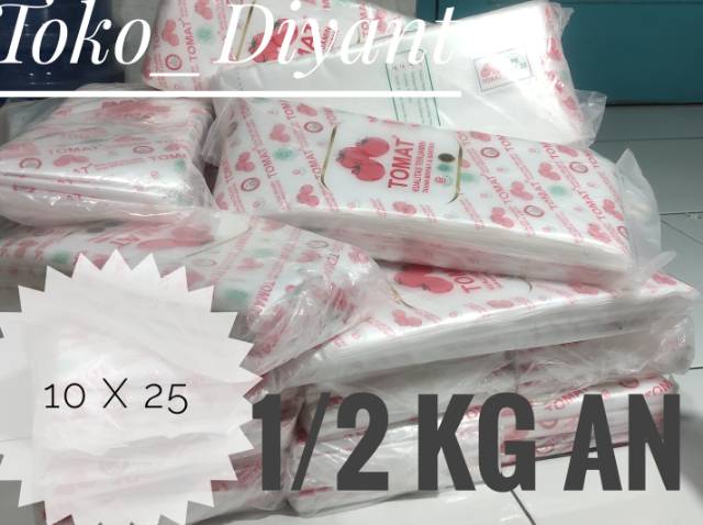 Plastik PE tomat WASCOTT/ plastik gula / plastik es 13x30 ,   10x25 setengah kiloan harga grosir