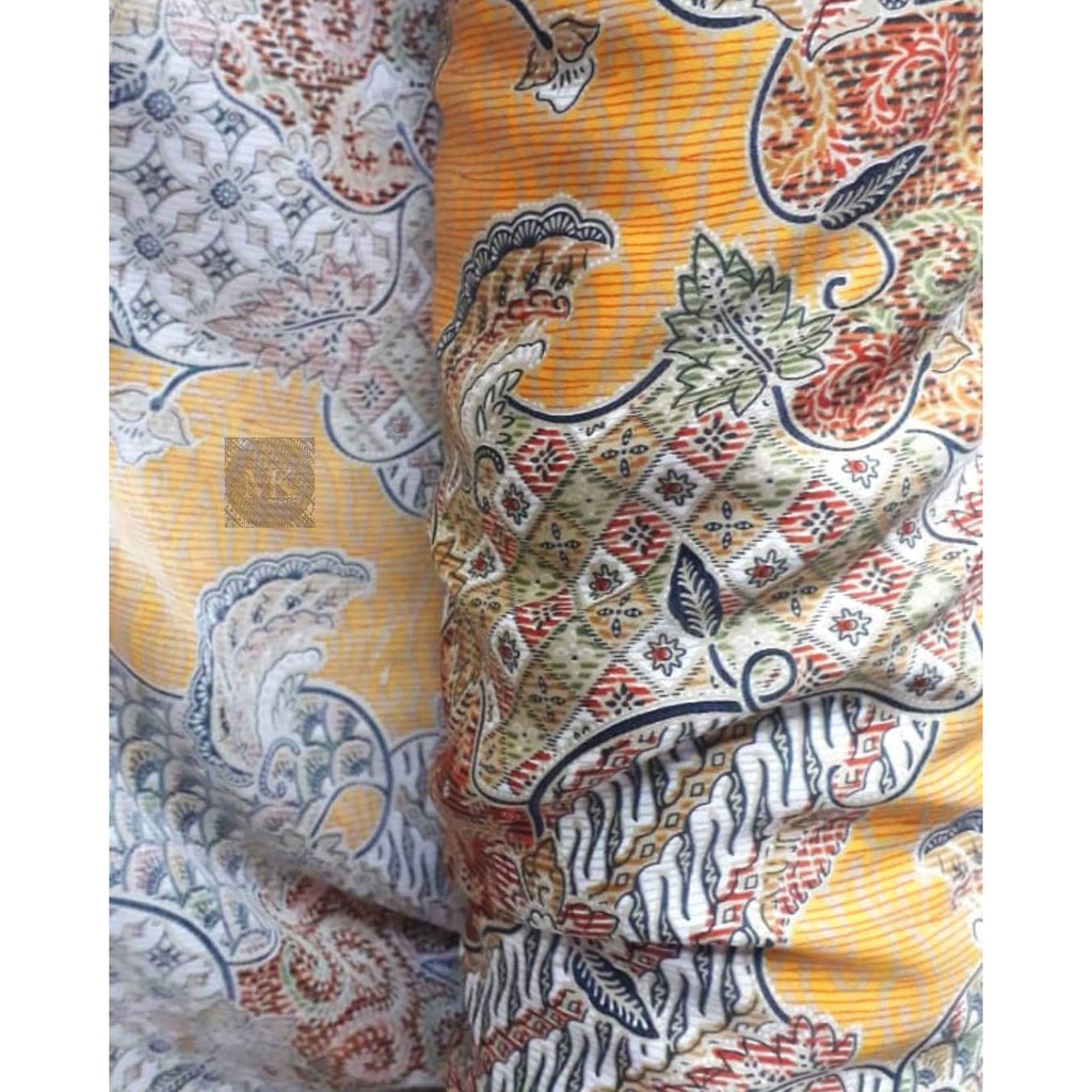 Kain Batik Halus Warna Kuning Oranye Seragam Bridesmaid Meteran
