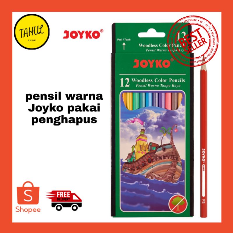 

Joyko Pensil Warna Woodless Color Pencils Hexagonal Grip / Pensil Warna Joyko Pakai penghapus