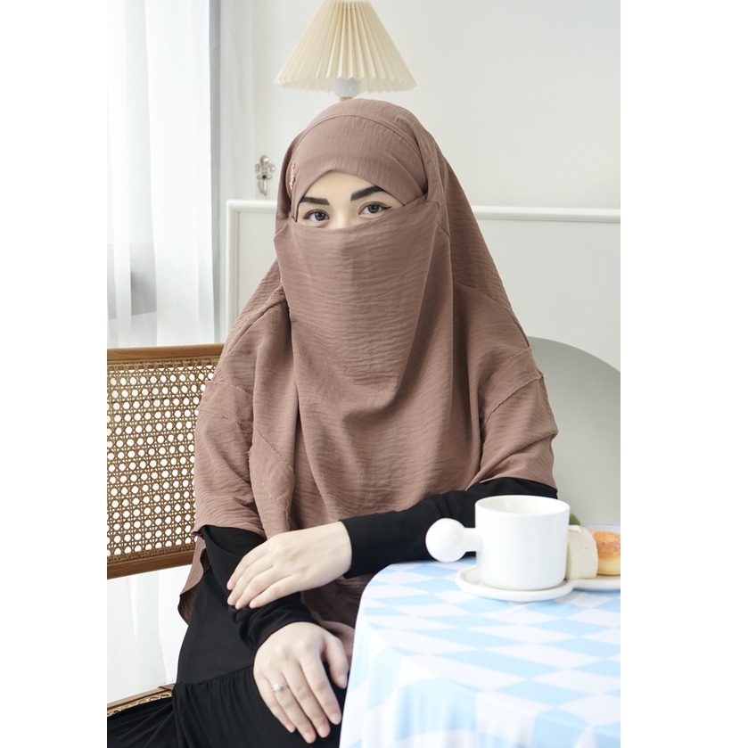 New French Khimar by TRZ Style 13 Warna /French Khimar Best Seller TRZ/ French Khimar Wafiq Nara Crinckle / Khimar Pioneer Nara Crinckle-Blush