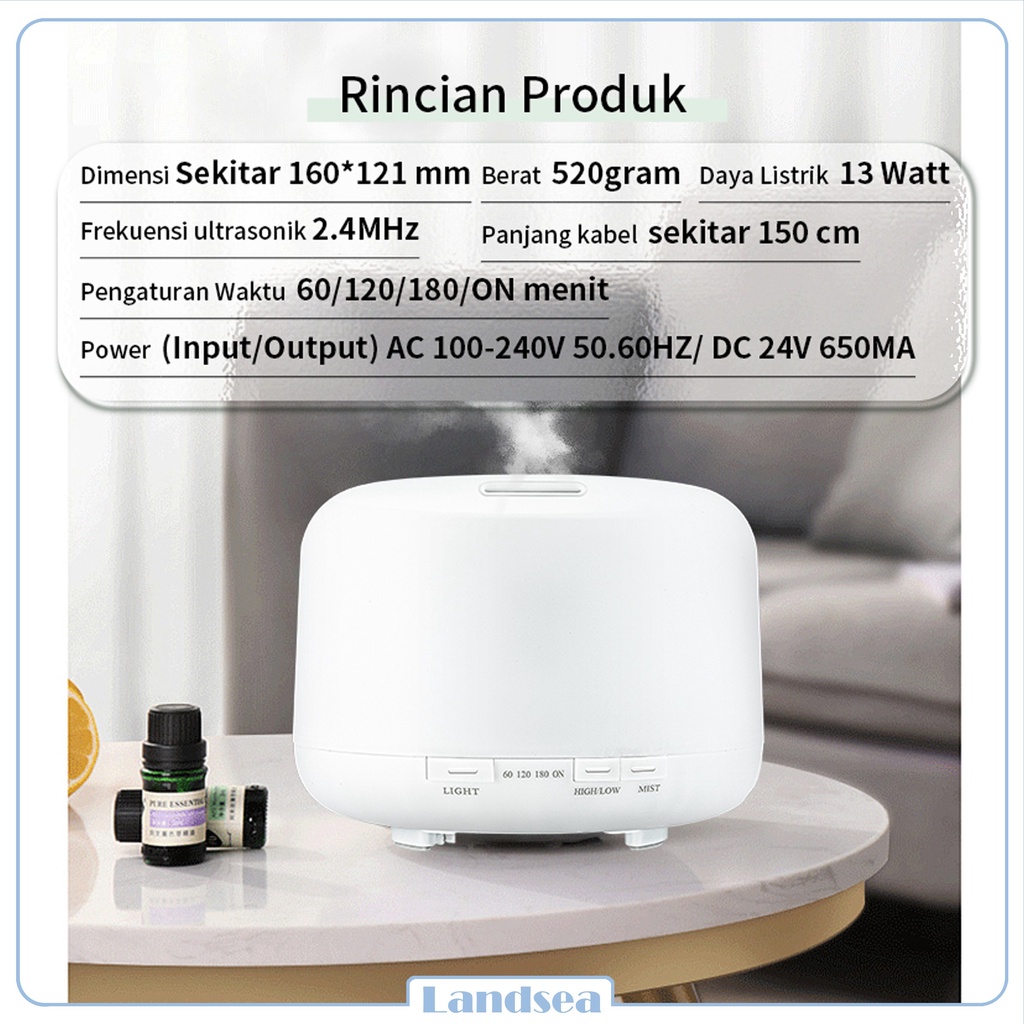 Landsea Ultrasonic aromaterapi Diffuser humidifier 500ML - Terapkan ke Essential oil-4