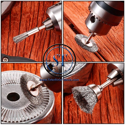 3 Pcs Sikat Kawat Brass Wire Brush 3mm Besi Baja Bor Mini Grinder Gerinda Polishing Poles Roda Tuner Stainless Steel