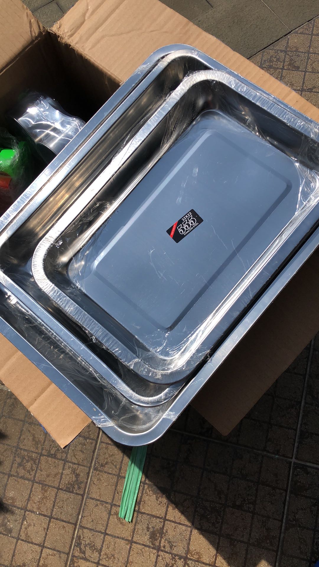 Serbu Murah - 2 Pcs Baki / Nampan Stainless Baki Stainless Ukuran M - Kotak Penyimpanan Bak