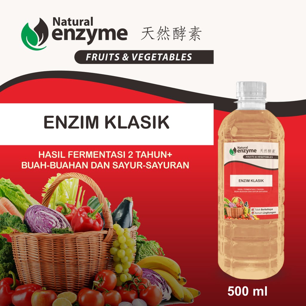 Cairan Natural Enzyme Fruits Vegetables Enzim Klasik 500 ML Pet