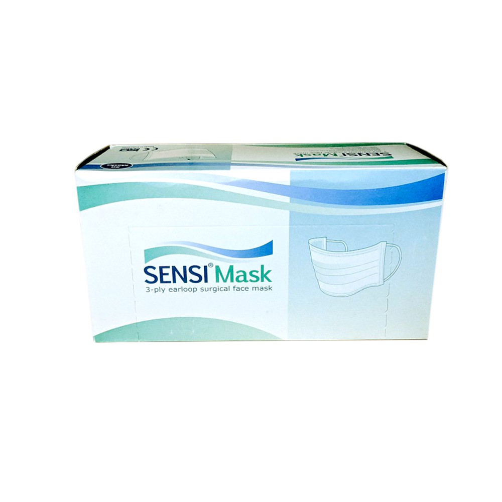 Masker Sensi 3 Ply Earloop Original isi 50Pcs / 3Ply Earloop Surgical Face Mask / Masker Merek SENSI