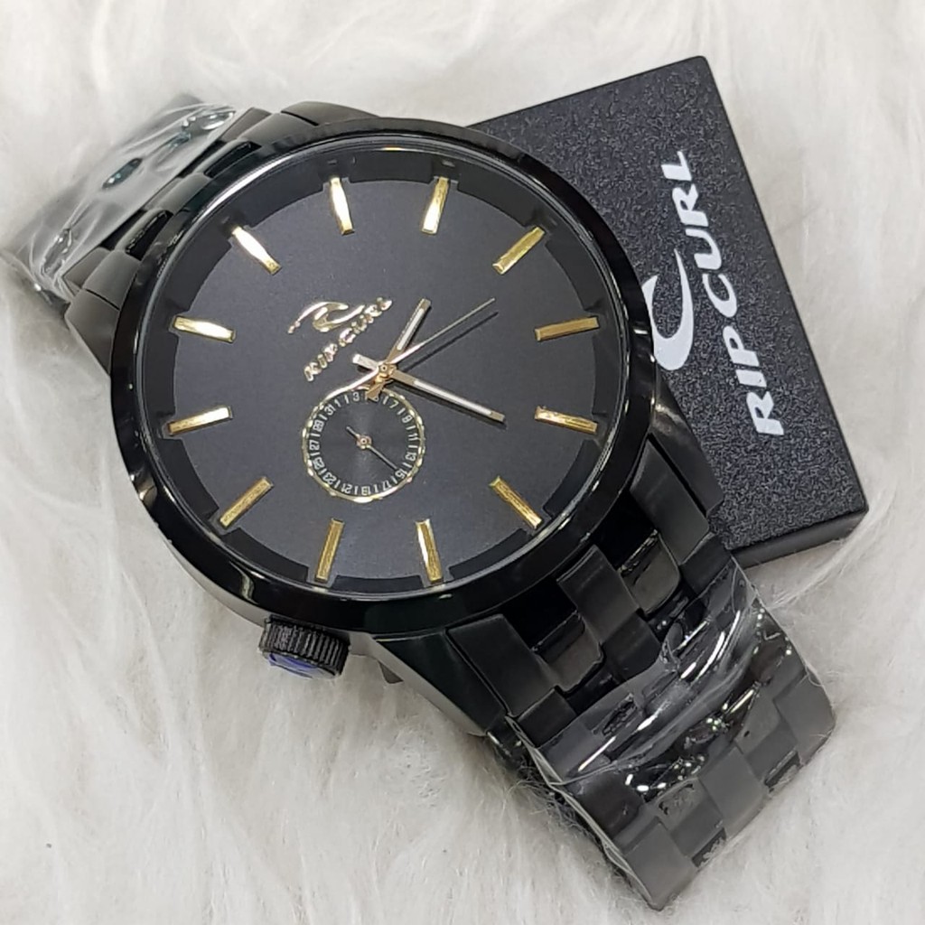 JAM TANGAN PRIA RIPCURL RANTAI HITAM STAINLESS STEEL