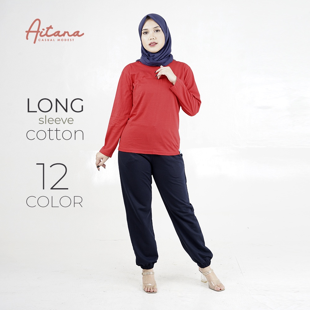 Aitana - Kaos Polos Wanita Lengan Panjang Reguler Fit Soft Cotton Combed 30s