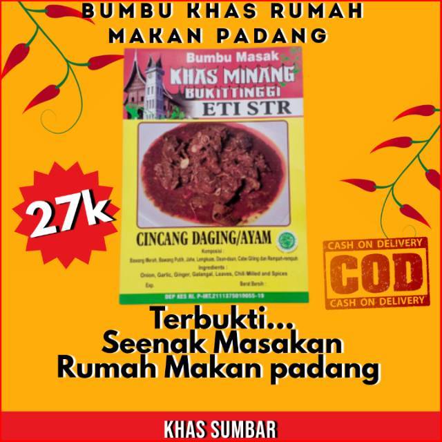 Bumbu Cincang Cancang Daging Ayam 250gram Khas Minang Bukittinggi Asli Padang Sumatera Barat Cod Shopee Indonesia