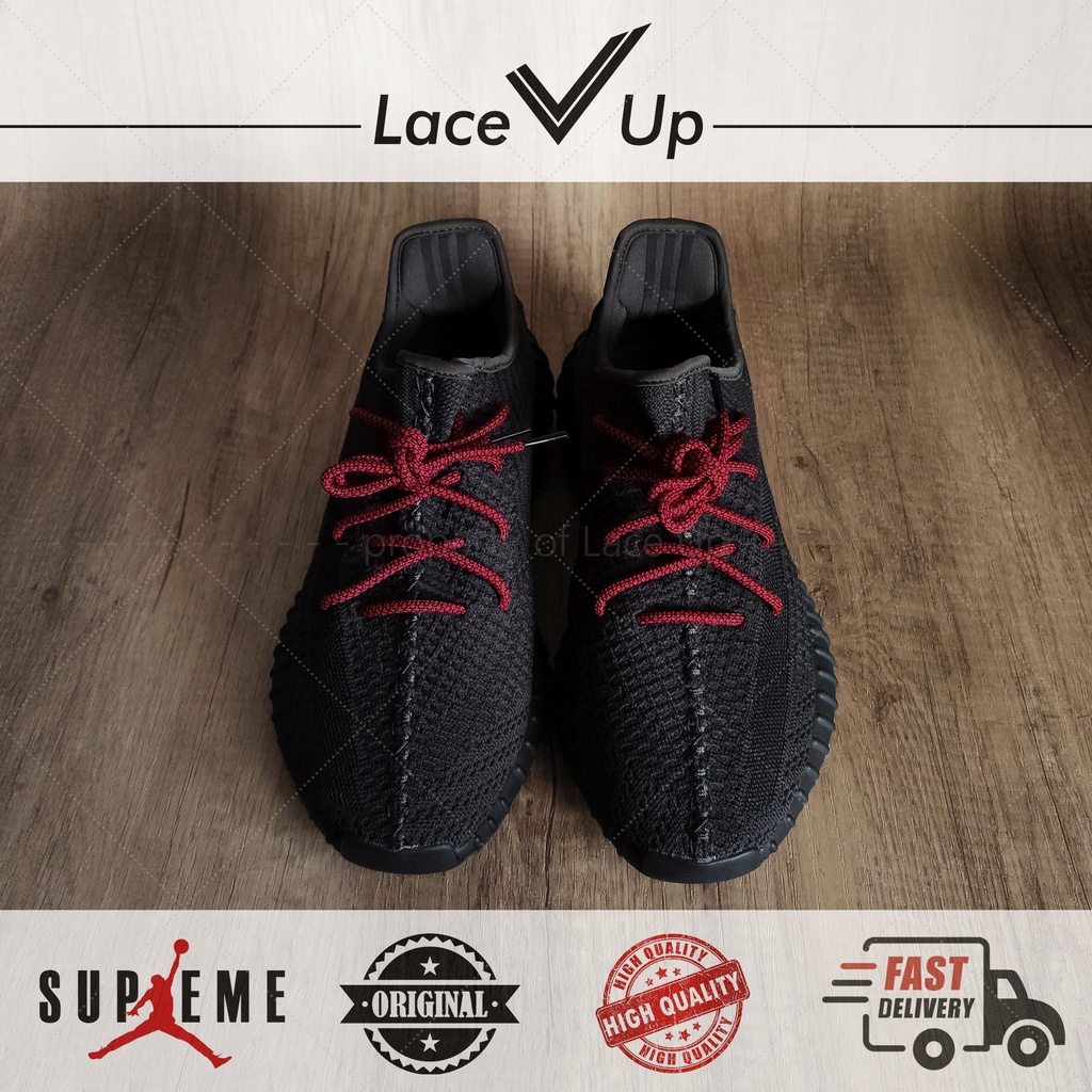 Tali Sepatu Adidas Yeezy Boost 350 V2 Bred Shoelaces - Red/Black