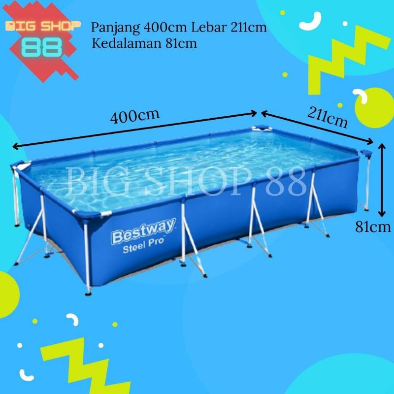 BESTWAY KOLAM RENANG FRAME SQUARE RECTANGULAR SWIMMING POOL 2.2M 2.5M 3M 4M ORIGINAL 100% TERLENGKAP