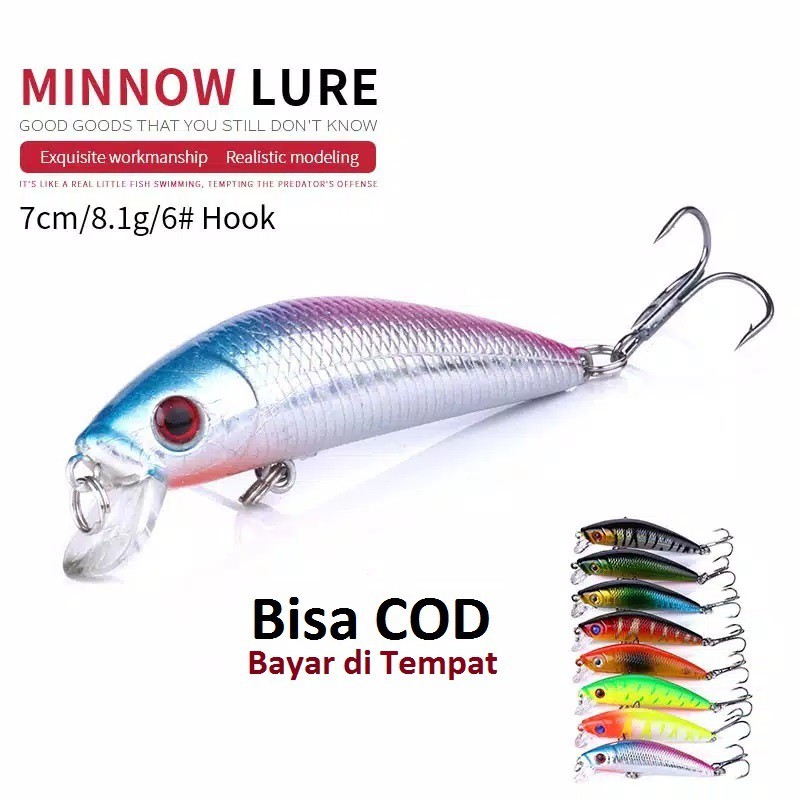 7cm/8.1gr umpan casting Hampala Pancing Minnow lure 7cm/8.1gr umpan casting Hampala Pancing Minnow l