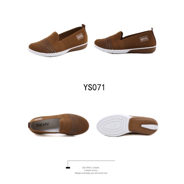 (GRATIS ALAS KAKI) Kelsey Sepatu Flyknit Flat Shoes Wanita  YS071