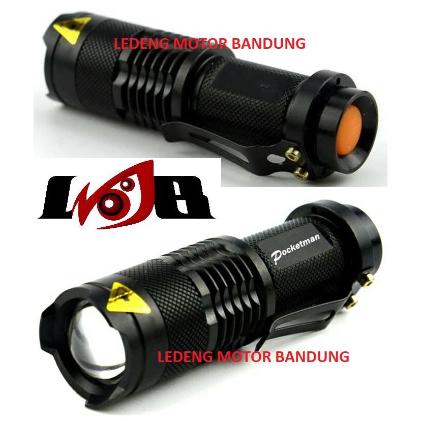 Pocketman Senter Mini LED Flashlight Waterproof Terang 2000 lumens