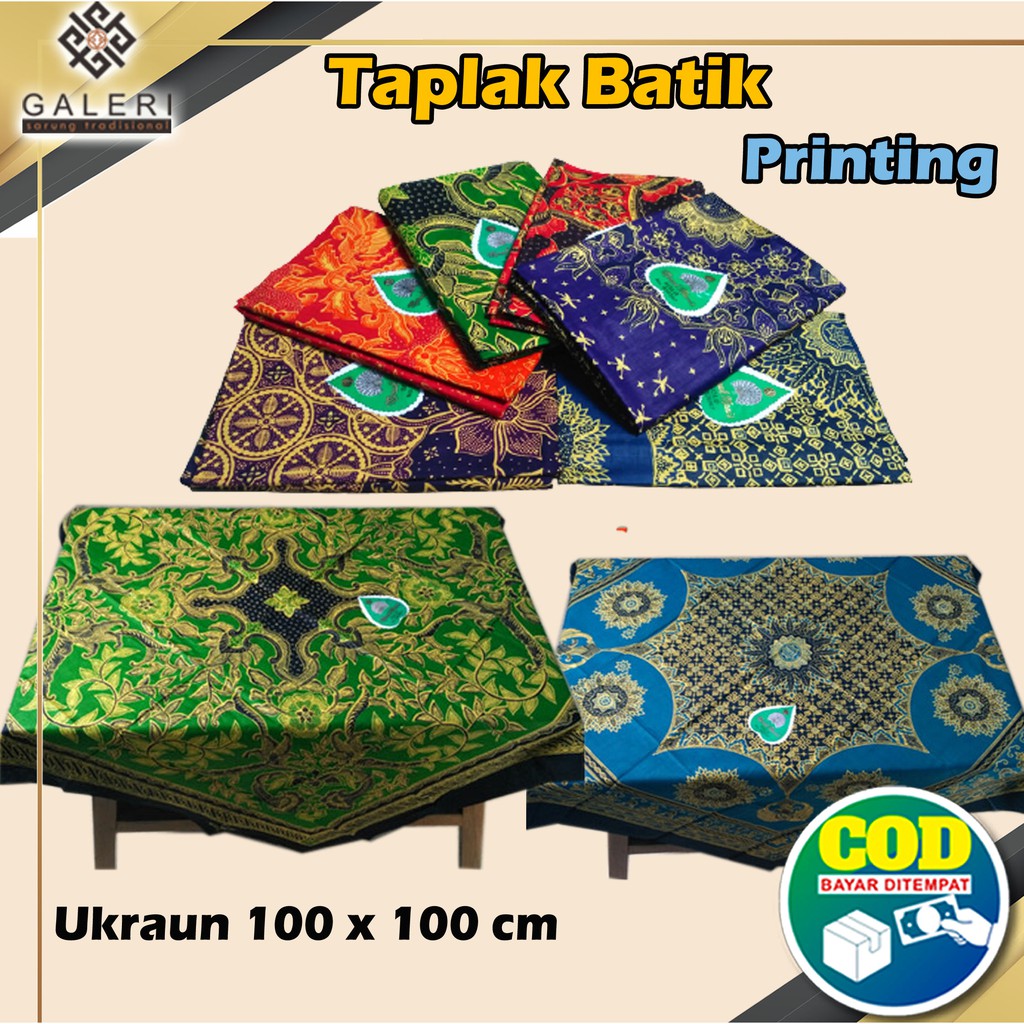 Taplak Meja Merak Manis Batik Segi Empat Tamu Guru Sekolah 100cm X 100cm