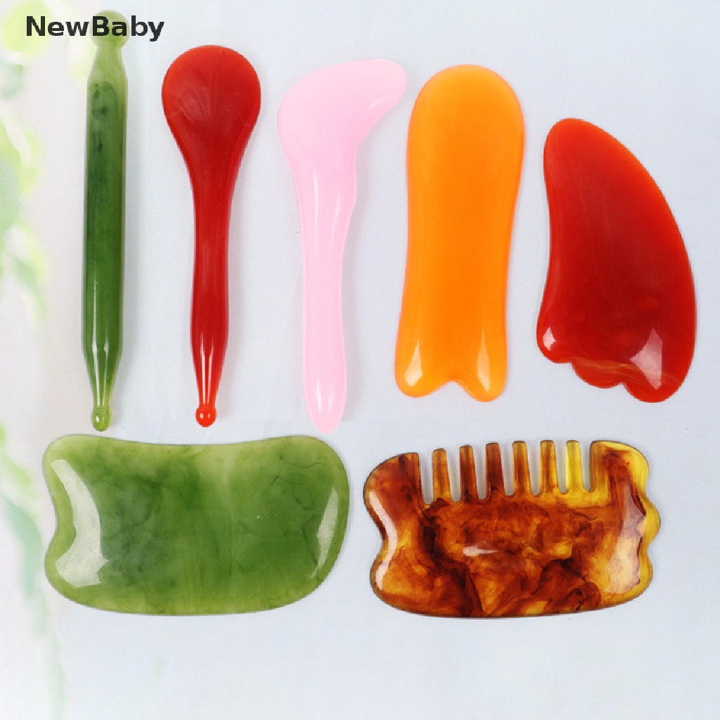 NewBaby Natural Rose Quartz Jade Gua Sha Board Massage Stone Guasha Scraping Facial ID