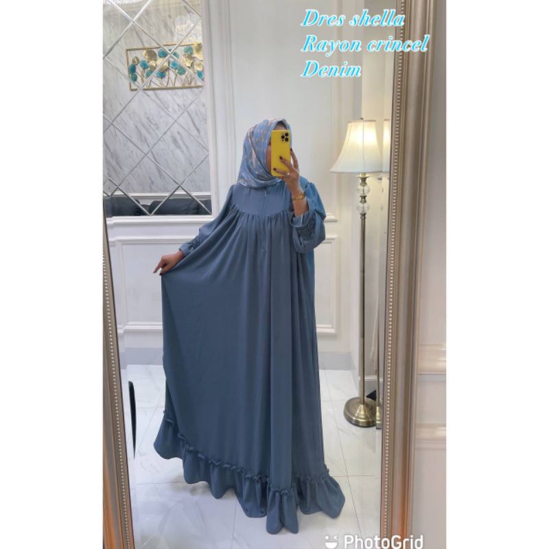 GAMIS DRESS  SELLA POLOS RAYON CRINCEL-SELLA Denim