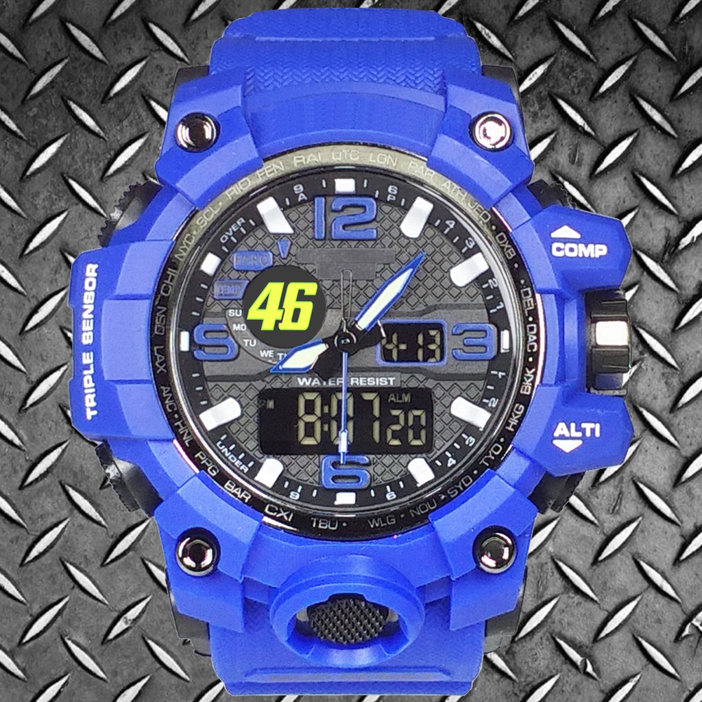 (Istimewa Bossque) Jam VALENTINO ROSSI 46 DT Full Biru (Exclusive)