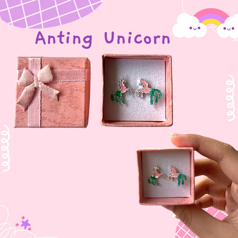 Anting Unicorn Glitter Anak Korea Premium Hadiah