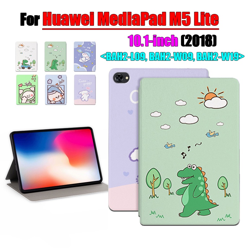 [Ready Stock] Untuk Huawei MediaPad M5 lite 10.1-inch (2018) BAH2-L09 BAH2-W09 BAH2-W19 Tablet Casing Pelindung Pola Fashion Kartun Anime Stand Flip Cover