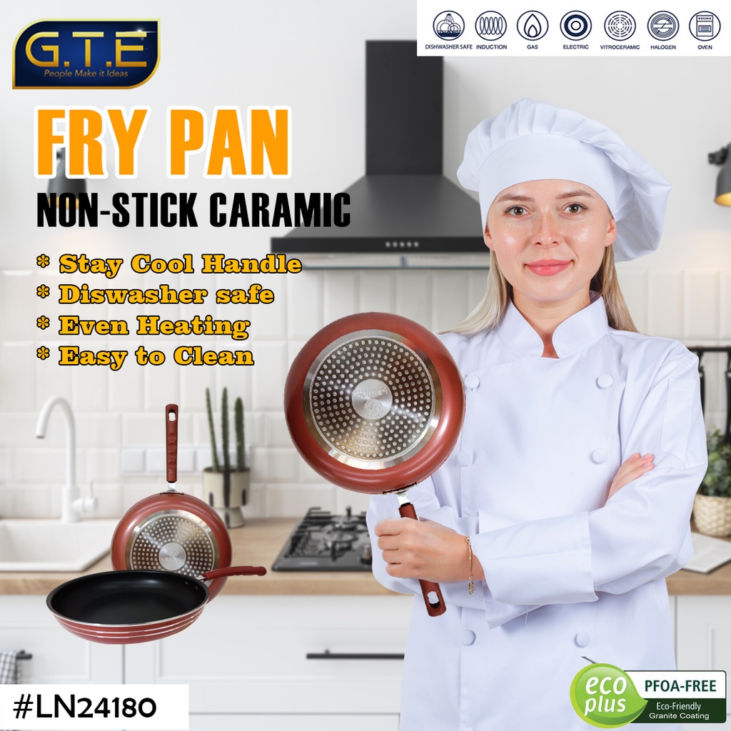 GTE | Teflon keramik sistem Kompor Induksi Frypan 24cm | Fry Pan Anti Lengket Penggorengan 24cm