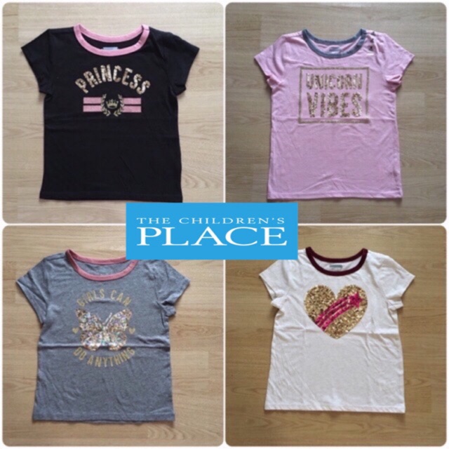  Kaos  SEQUIN  The Children Place Original anak  perempuan 